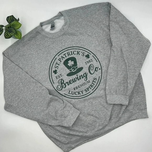 ST. PATRICK’S BREWING CO. Gray Crewneck Sweatshirt Various Sizes - Picture 3 of 4